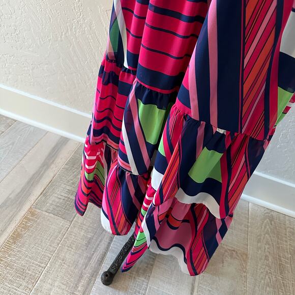 JULIA JORDAN | Women’s Ruffle Tiered Drawstring Waist Midi Dress NEW Stripe 8 - Picture 13 of 16